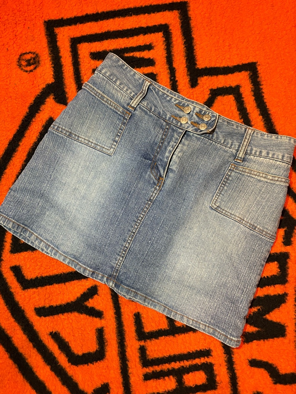 Vintage The Blues denim skort with front patch pockets